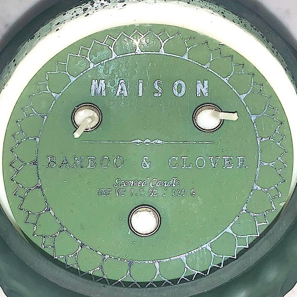 MAISON LOS ANGELES CANDLE BAMBOO & CLOVER GREEN MERCURY GLASS 3 WICK 7.7 Oz  NEW - Picture 3 of 4